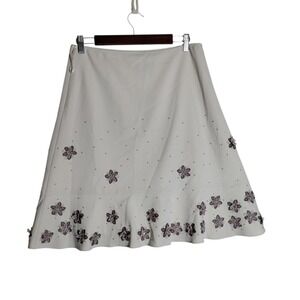 Vintage Spanner Knee Length Skirt 3D Floral Bedazzled Size 8P Y2k 90's